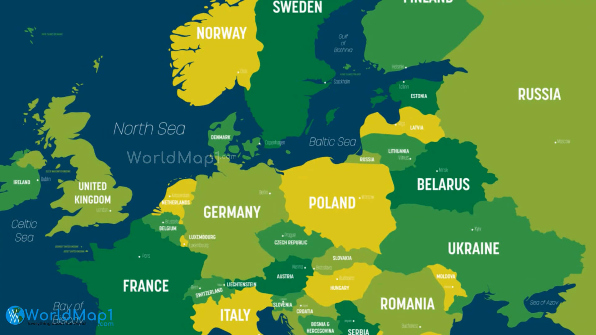 Europe Map and North Baltic Sea